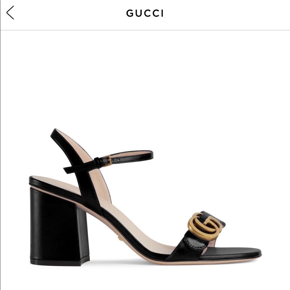 Gucci Marmont GG Ankle Strap Sandals - Block Heel